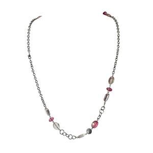 Elegant Silvertone and Beaded Necklace Fashion Statement Accessory
